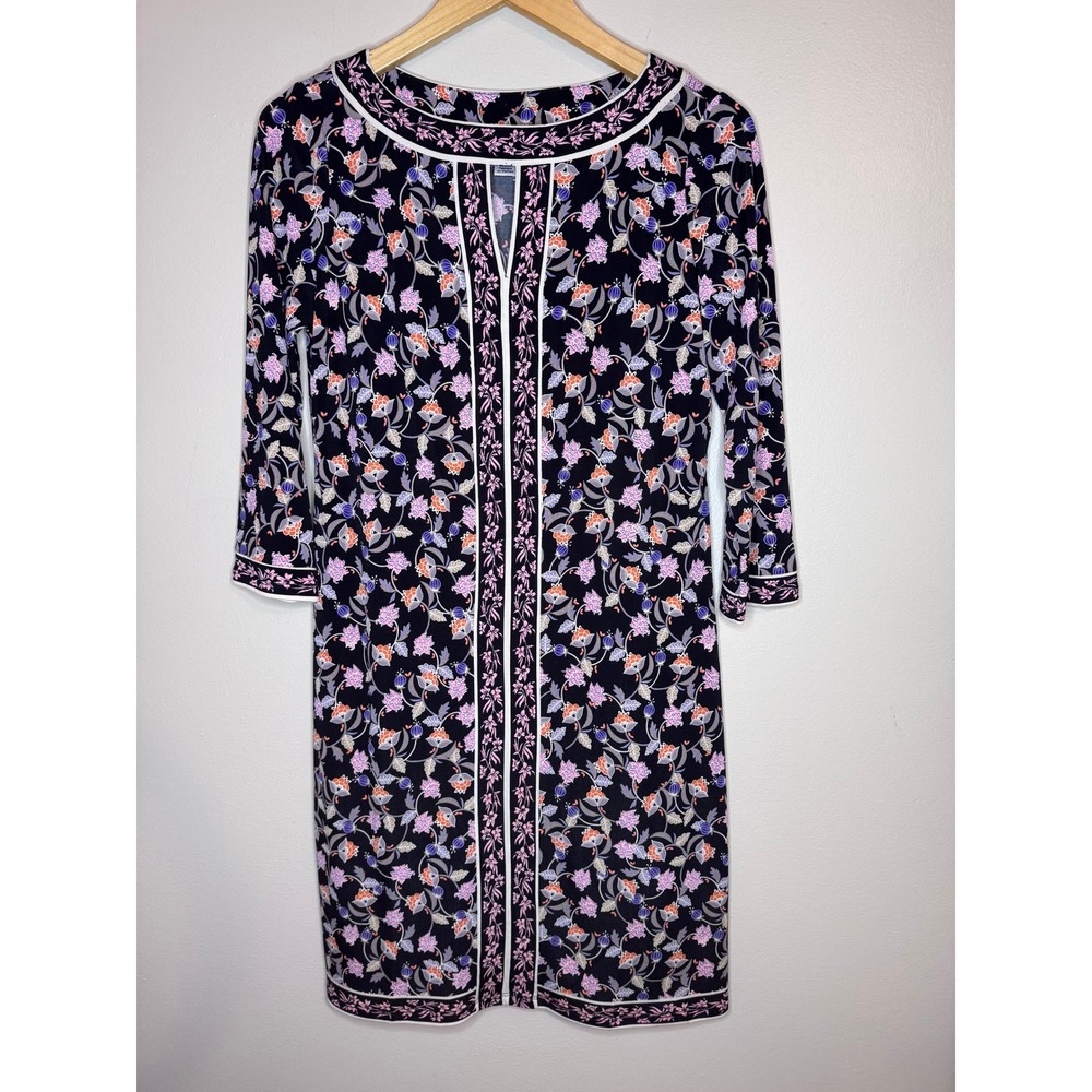 Wisp Floral Sheath Dress Womens 4 Black‎ Pink 3/4 Sleeve